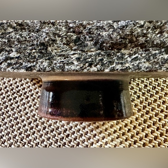 Vintage Flat Black Granite Rough Edge Organic Ikebana Japanese Bud Flower Vase - Picture 7 of 14